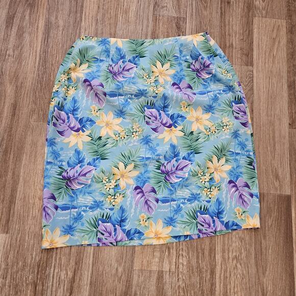 Vtg Dress Floral Wrap Skirt Women 12 Mini Blue Tropical Beach Cottage Boho Retro - Picture 5 of 9